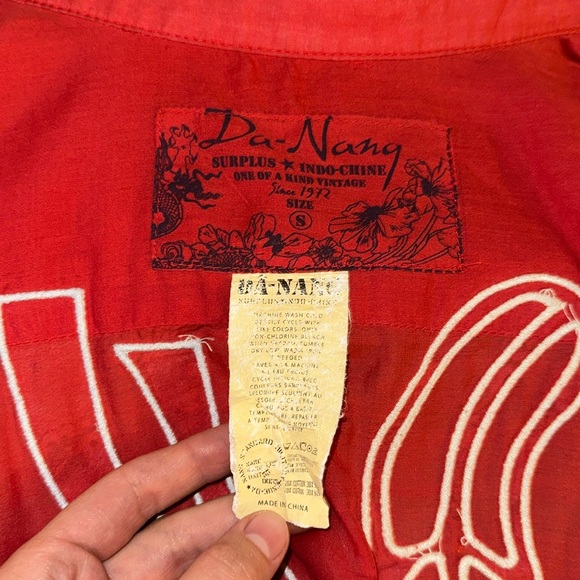 Vintage DA-NANG Surplus Indo-Chine sheer coral top with stitched patches♥️☮️ - Picture 3 of 4
